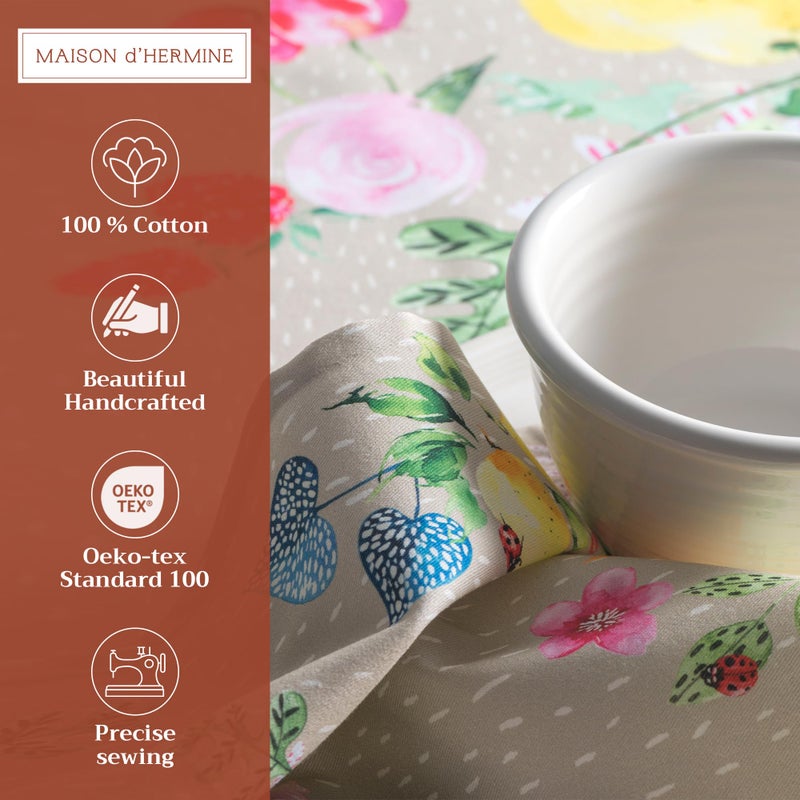 Maison d' Hermine Cloth Napkins Set of 4 100% Cotton Everyday Reusable Square Napkins Cloth Washable, Dinner, Party, Wedding, Restaurant, Spring/Summer (Jardin D'Ete - Fog, 20" x 20") - Image 2